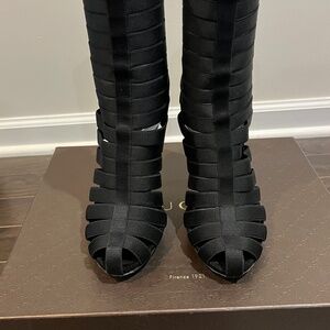 Gucci Stretch Strappy Black Bootie